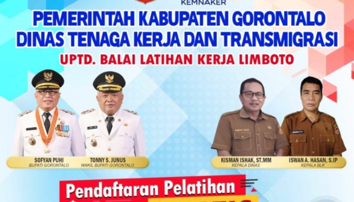 Angkat SDM Terampil dan Siap Kerja, Pemkab Gorontalo Buka Pelatihan Kerja Gratis di BLK Limboto