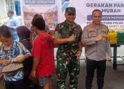 Dansecata Rindam XIII/Merdeka Hadiri Gerakan Pangan Murah, Warga Antusias Sambut Program Polri