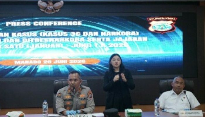 Polda Sulut Bongkar 116 Kasus Narkoba Selama Semester I 2026, 152 Tersangka Diciduk dan 1,5 Kg Sabu Disita