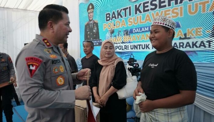 Polda Sulut Gelar Puncak Bakti Kesehatan Hari Bhayangkara ke-80, Ratusan Warga Nikmati Layanan Gratis dan Bantuan Sosial