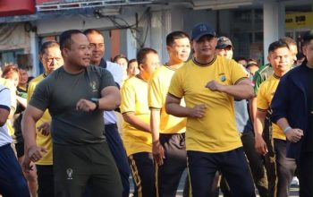 Polres Bitung Bangun Soliditas Bersama TNI dan Forkopimda Lewat Olahraga Bersama
