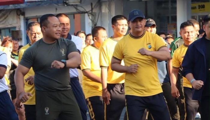 Polres Bitung Bangun Soliditas Bersama TNI dan Forkopimda Lewat Olahraga Bersama