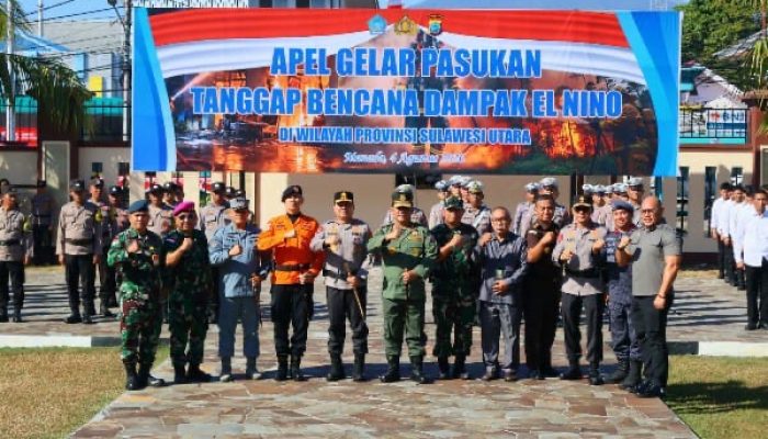 ​Antisipasi Dampak El Nino, Pemprov Bersama TNI-Polri Gelar Apel Tanggap Bencana di Polda Sulut