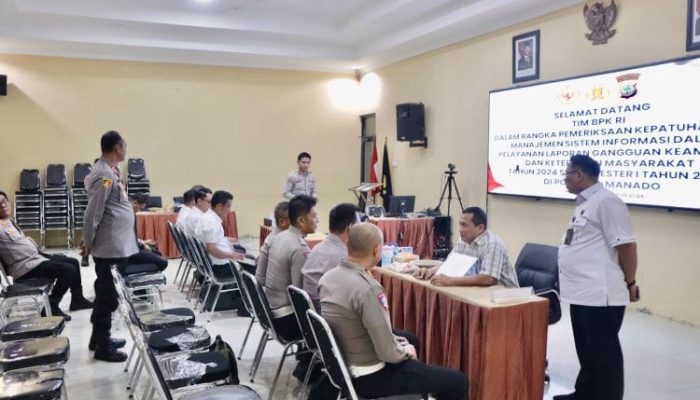 Polresta Manado Terima Kunjungan Tim BPK RI Dalam Pemeriksaan Kepatuhan Sistem Informasi Layanan Laporan Kamtibmas