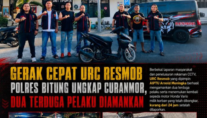 Dari CCTV hingga Informasi Warga, URC Resmob Bongkar Curanmor di Girian