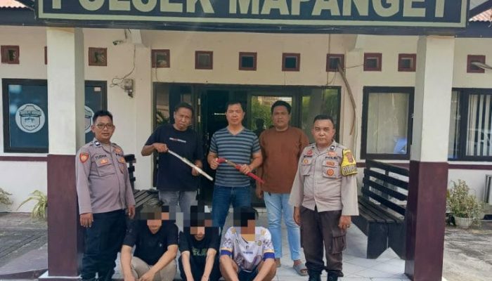Polsek Mapanget Amankan Tiga Terduga Pelaku Penganiayaan Menggunakan Sajam